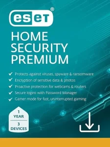 ESET Home Security Premium | Antivirus | 2025 Edition | 3 Devices | 1 Year| Password Manager | Privacy Protection | Ransomware | Anti-Theft | Digital Download [PC/Mac/Android]