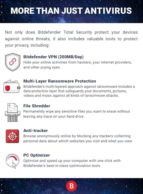 Bitdefender Total Security - 5 Devices | 1 year Subscription | PC/Mac | Activation Code by email - Image 3